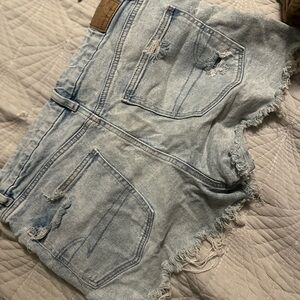 Light Blue Distressed Denim Shorts